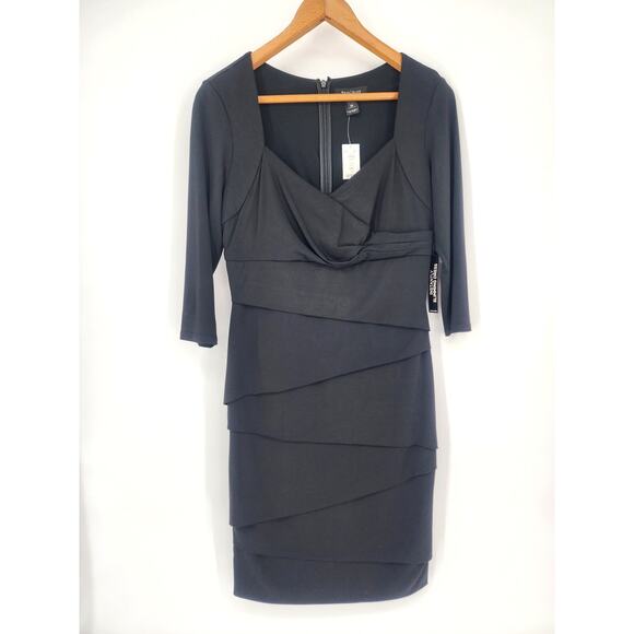White House Black Market Black Midi Bodycon Dress Women's Size 10 - Picture 9 of 10